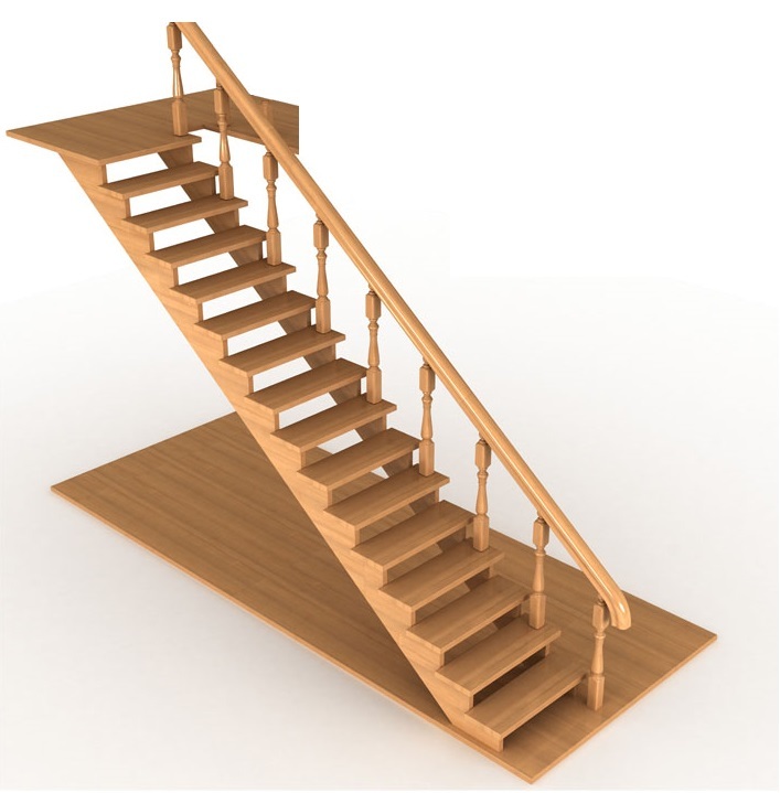 Одномаршевая лестница из дерева